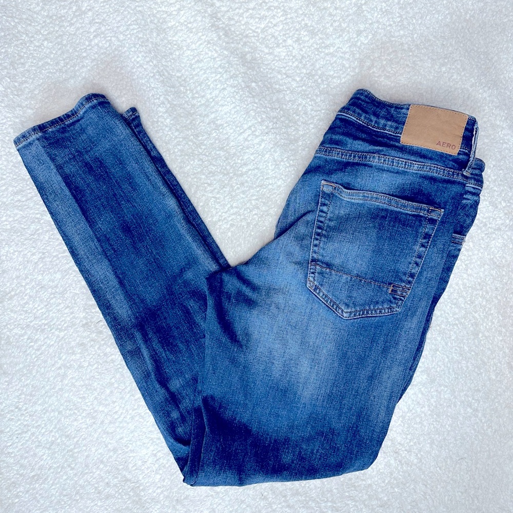 Aeropostale Men's Athletic Skinny Jeans - Classic Dark Blue - Picture 3 of 6